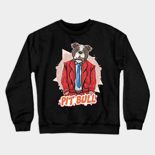 Pit bull dog boss Crewneck Sweatshirt by endi318